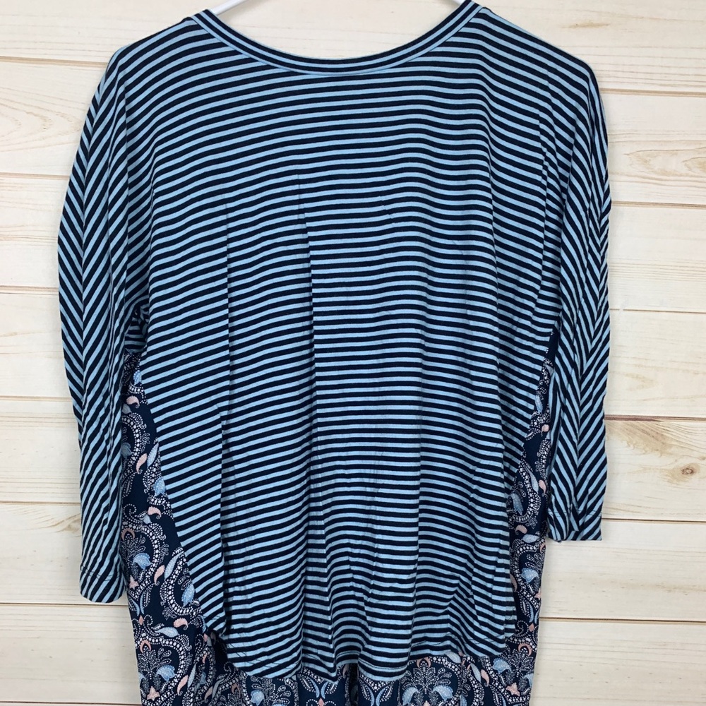 Loft black and blue stripped high low long sleeve